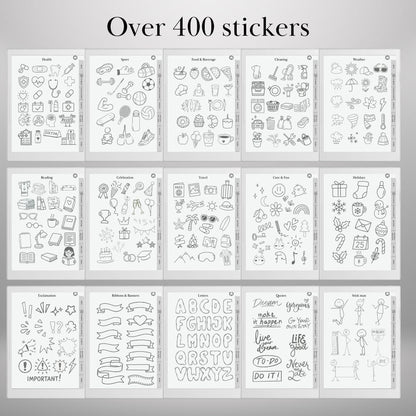 Stickers for Supernote A5X, A6X and Manta Supernote Templates Traceable Digital Stickers, Notes, Shapes & Mind Maps Hyperlinked Notebook