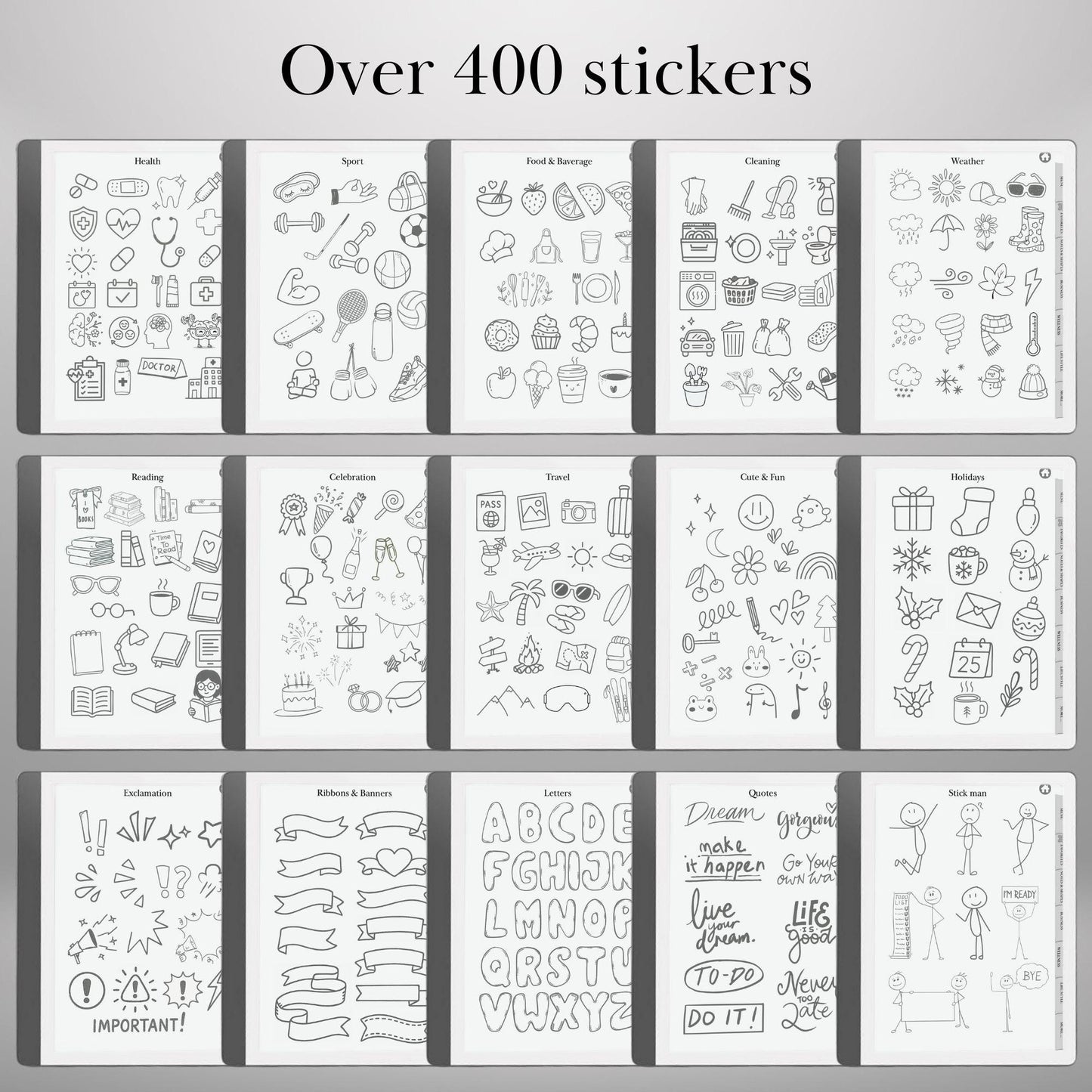 Kindle Scribe Sticker Template Traceable Stickers for Organisation Planner and Journal | Sticky Notes, Shapes and Diagrams | Hyperlinked PDF
