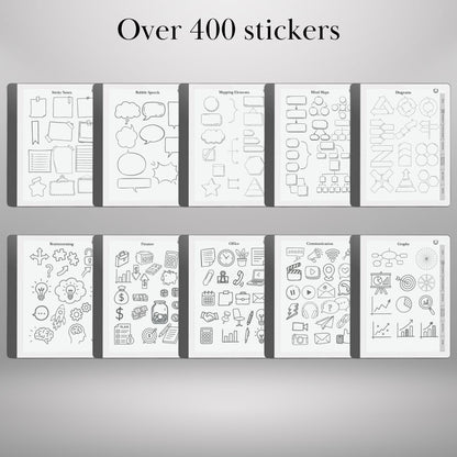 Kindle Scribe Sticker Template Traceable Stickers for Organisation Planner and Journal | Sticky Notes, Shapes and Diagrams | Hyperlinked PDF