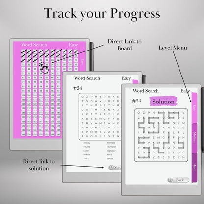 Word Snake Puzzle Book for reMarkable Paper Pro Template Hyperlinked Word Snake Remarkable Game reMarkable 2 E-ink Brain Game Mindfulness
