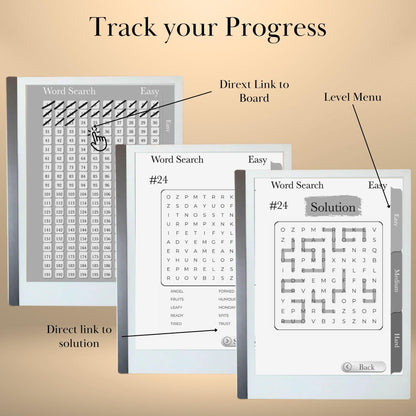 Word Snake Puzzle Book for reMarkable 2 Template Hyperlinked Word Snake Remarkable Game reMarkable 2 puzzle E-ink Brain Games