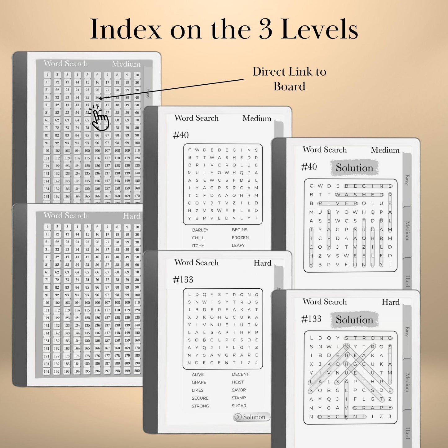 Kindle Scribe Word Search Puzzle Book | Hyperlinked PDF | Brain Training Game for eInk Tablets | Word Search for Kindle Scribe