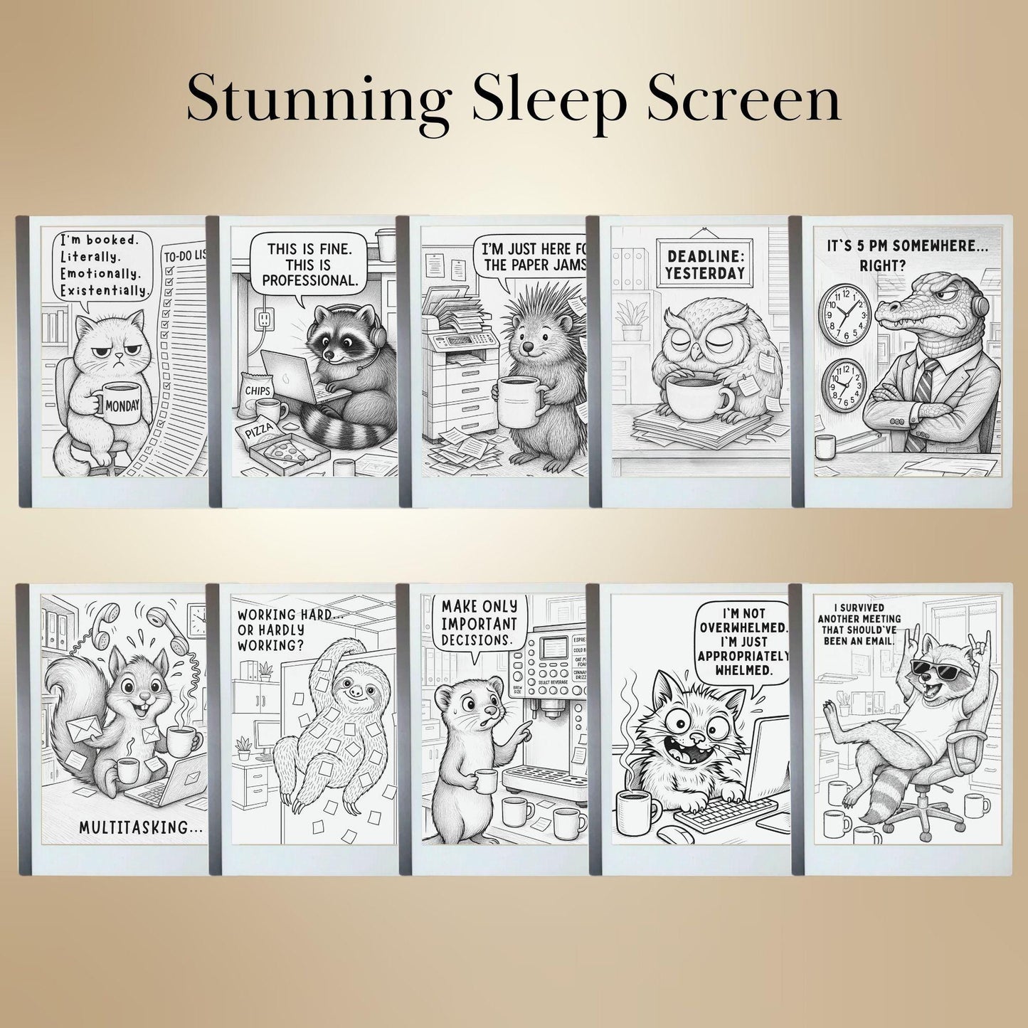 Fun Sleep Screen Bundle for reMarkable 2 | Remarkable Templates | Funny Theme Cover | Digital Sleep Screen | reMarkable Paper Pro Coloring