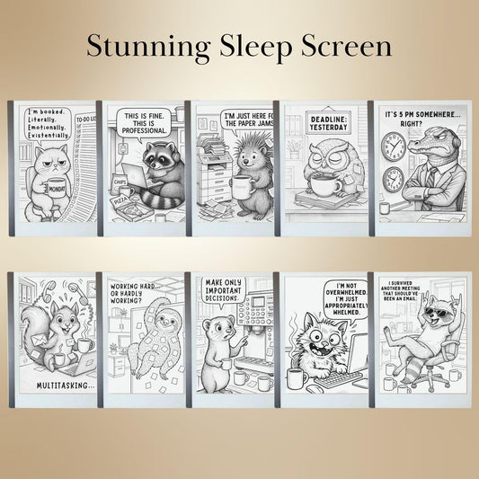 Fun Sleep Screen Bundle for reMarkable 2 | Remarkable Templates | Funny Theme Cover | Digital Sleep Screen | reMarkable Paper Pro Coloring