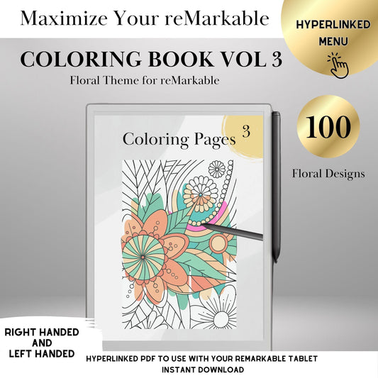 Mindful Coloring Book for reMarkable Paper Pro Templates Digital Adult Coloring Book Hyperlinked eInk Art Therapy reMarkable 2 Tracing Book