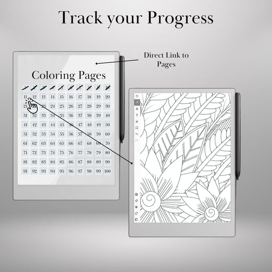 Mindful Coloring Book for reMarkable Paper Pro Templates Digital Adult Coloring Book Hyperlinked eInk Art Therapy reMarkable 2 Tracing Book
