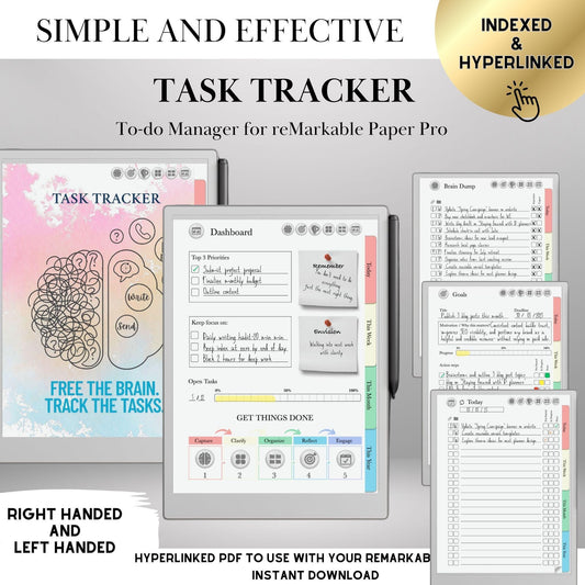 To Do Tracker GTD Planner for reMarkable Paper pro and Remarkable 2 Task Tracker Template Productivity Planner Brain Dump Project Tracker