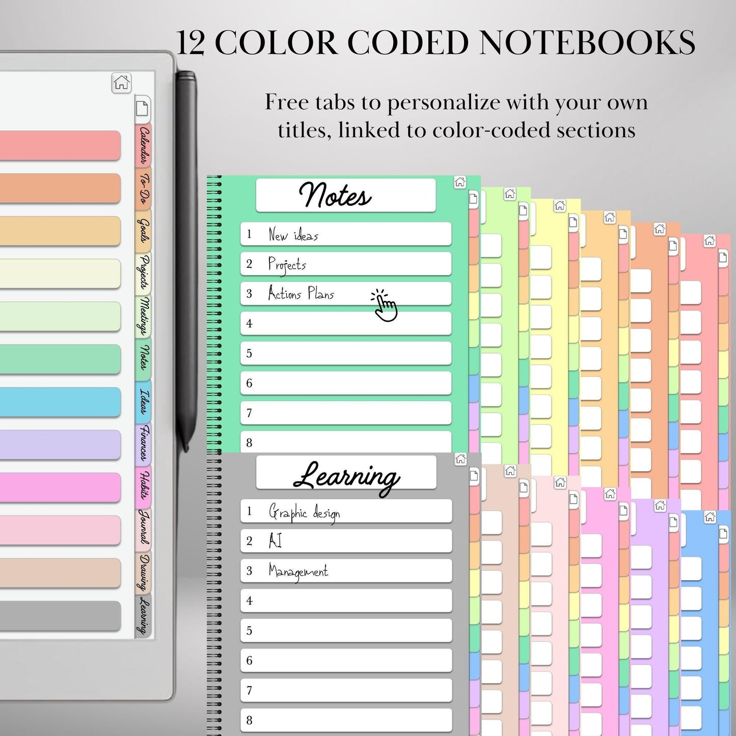 Customizable Notebook Template for reMarkable Paper Pro Templates Hyperlinked PDF reMarkable 2 Digital Template Notebook Remarkable Notes