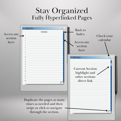 Minimalist Notebook Template for reMarkable Paper Pro and Remarkable 2 Hyperlinked Digital Notebook Minimalist Notebook Lite eInk Templates