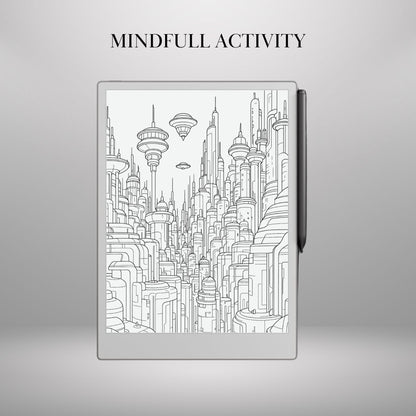Coloring & Tracing Book for reMarkable Paper Pro Templates City Adult Coloring Hyperlinked eInk Art Therapy reMarkable 2 Mindful activity
