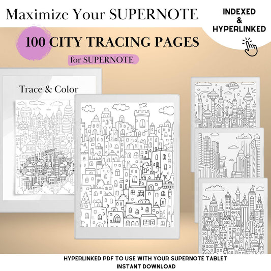 Supernote Template Tracing and Coloring Book Adult Digital Mindful activity for Supernote A5X & A6X Hyperlinked Templates eInk Art Therapy