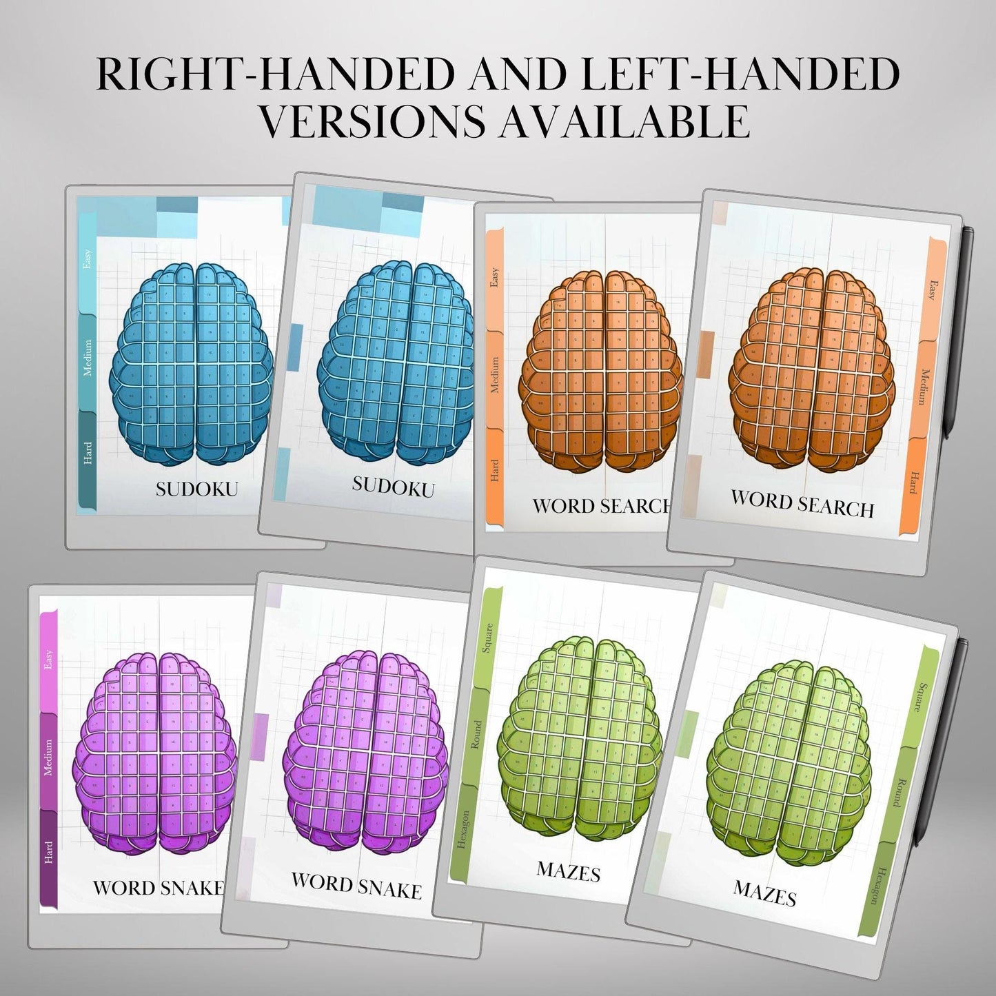 Puzzle Bundle for reMarkable Paper Pro | 2400 Brain Games | Sudoku, Word Search and Word Snake reMarkable Game Hyperlinked reMarkable2 Games