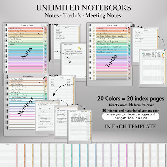 Mega Bundle reMarkable Paper Pro Templates Hyperlinked Digital Bundle & reMarkable 2 with Calendar, Notebook, Stickers, Sticky Notes, Covers