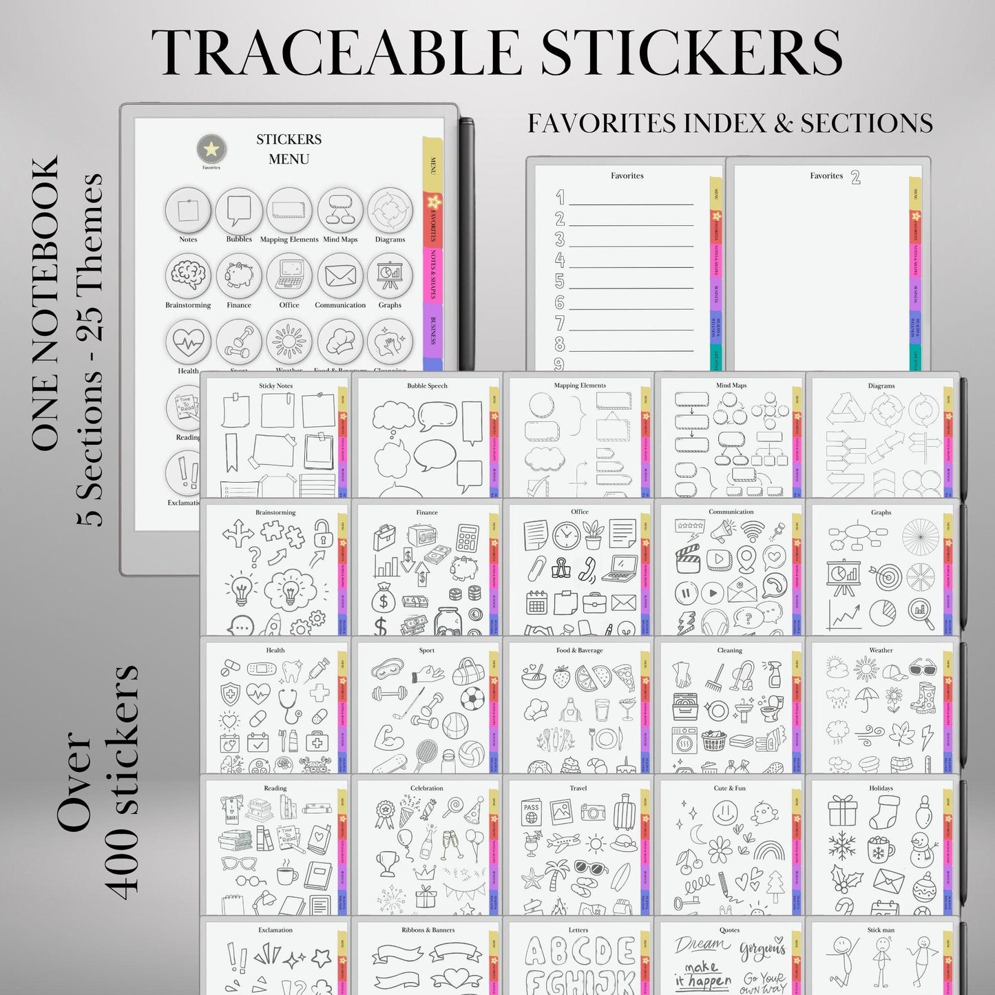 Mega Bundle reMarkable Paper Pro Templates Hyperlinked Digital Bundle & reMarkable 2 with Calendar, Notebook, Stickers, Sticky Notes, Covers