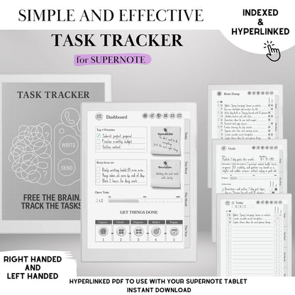 Supernote To Do Tracker GTD Planner | Supernote Template Task Productivity System | To-Do List, Brain Dump, Project Tracker | A5X & A6X PDF