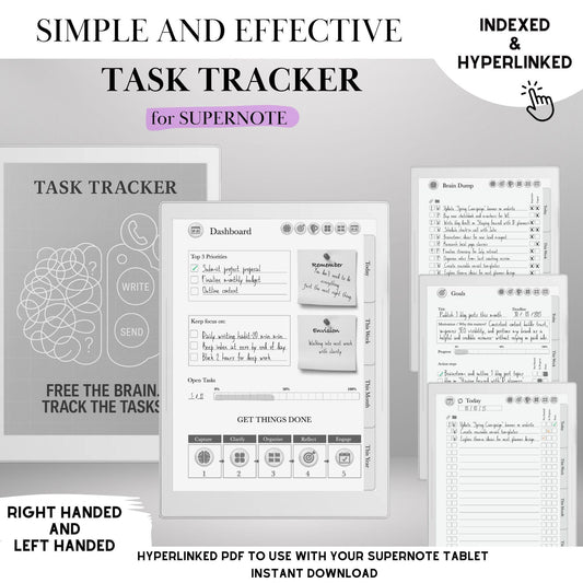 Supernote To Do Tracker GTD Planner | Supernote Template Task Productivity System | To-Do List, Brain Dump, Project Tracker | A5X & A6X PDF