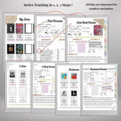 Reading Journal for reMarkable Paper Pro and Remarkable 2 Hyperlinked Book Tracker Template e-Ink Reading Planner template TBR eBook Reviews