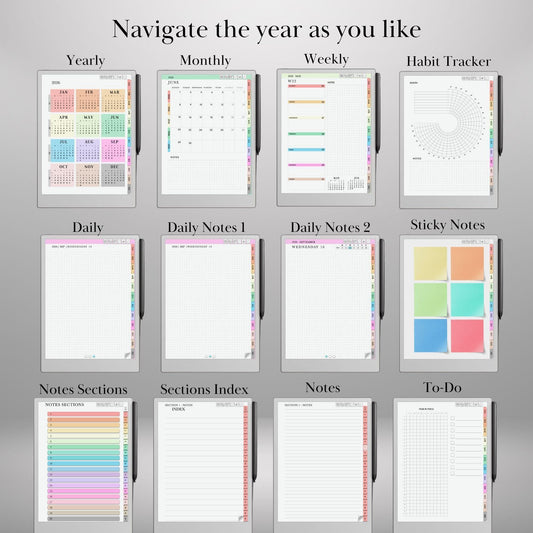 reMarkable Paper pro Daily Journal Planner 2026, Remakable Paper pro Journaling, Hyperlinked Notebook, reMarkable Templates, Digital Planner