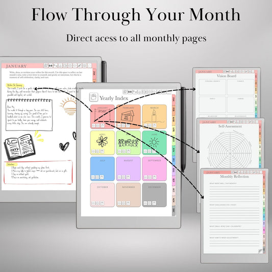 Self Care Journal for reMarkable Paper Pro Wellness Planner Remarkable 2 Hyperlinked PDF Template Gratitude Mental Health Journal Template