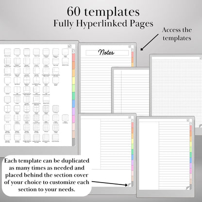 Customizable Notebook Template for reMarkable Paper Pro Templates Hyperlinked PDF reMarkable 2 Digital Template Notebook Remarkable Notes
