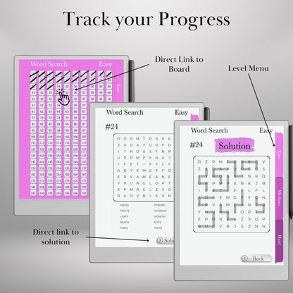 Puzzle Bundle for reMarkable Paper Pro | 2400 Brain Games | Sudoku, Word Search and Word Snake reMarkable Game Hyperlinked reMarkable2 Games