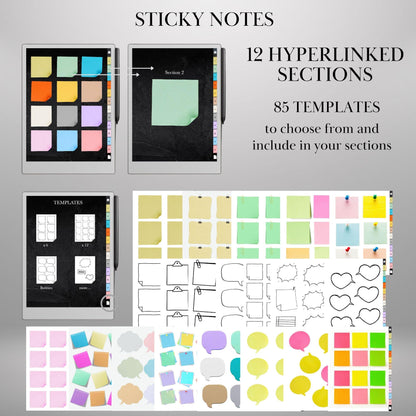 Mega Bundle reMarkable Paper Pro Templates Hyperlinked Digital Bundle & reMarkable 2 with Calendar, Notebook, Stickers, Sticky Notes, Covers