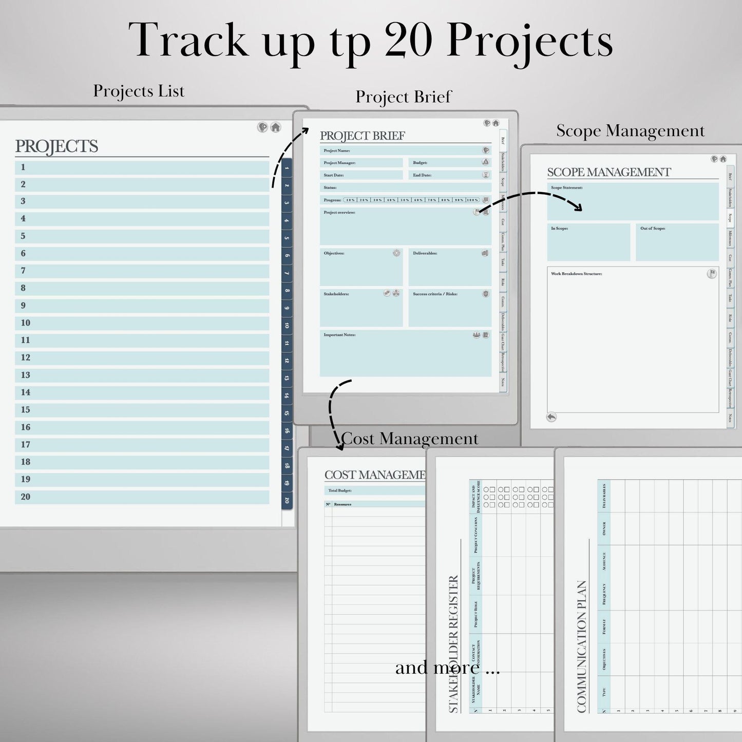 Project Management Template for reMarkable 2 & Paper Pro Hyperlinked Template PMI Workflow Project Planner Productivity Project Tracker