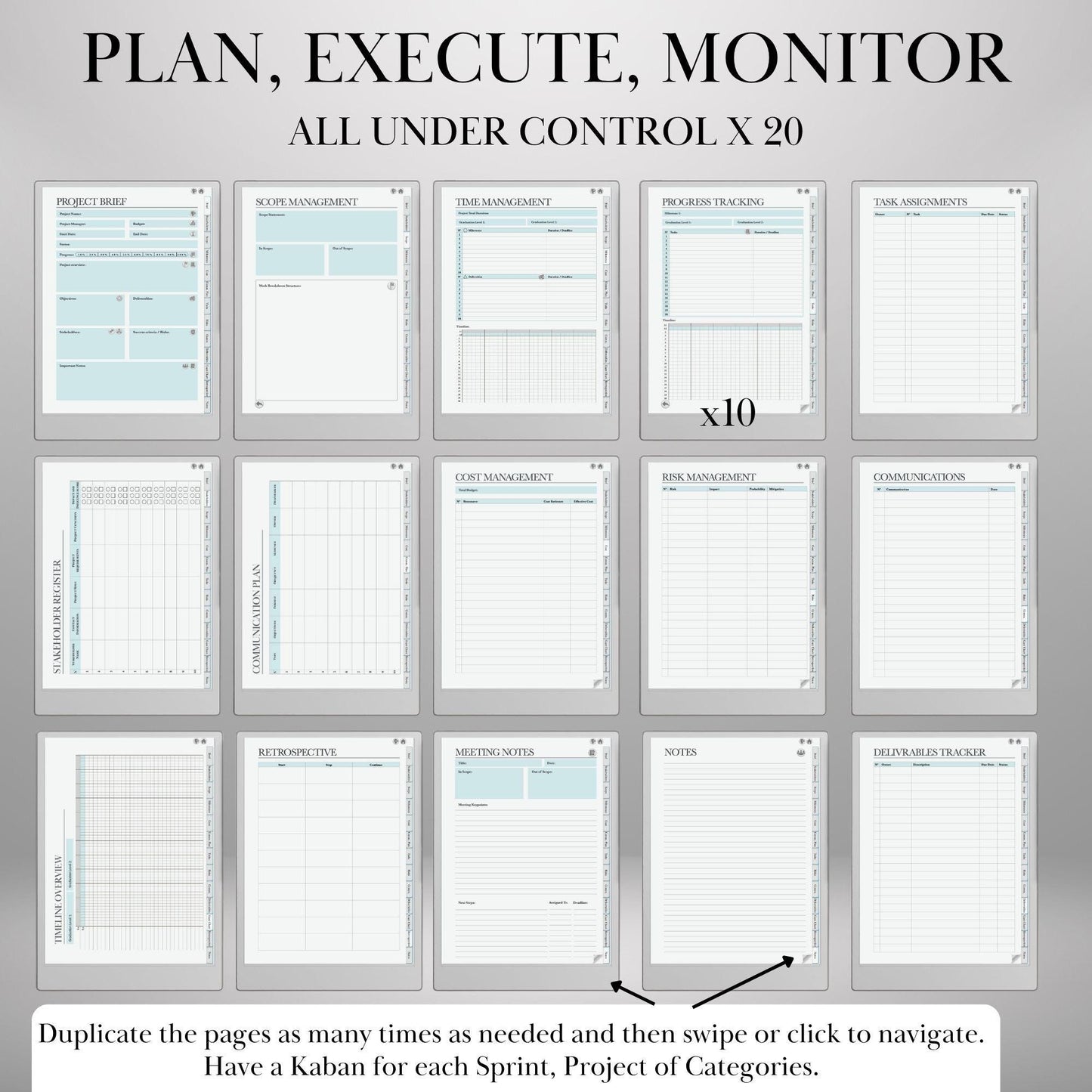 Project Management Template for reMarkable 2 & Paper Pro Hyperlinked Template PMI Workflow Project Planner Productivity Project Tracker