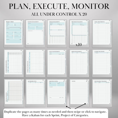 Project Management Template for reMarkable 2 & Paper Pro Hyperlinked Template PMI Workflow Project Planner Productivity Project Tracker