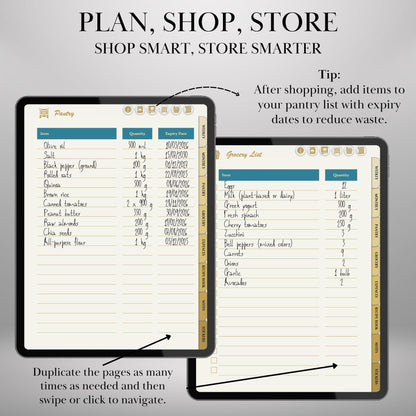 Digital Meal Planner for iPad, GoodNotes, Notability, Noteshelf Hyperlinked Meal Planning & Recipe Book | 50 Recipes + 100 Stickers