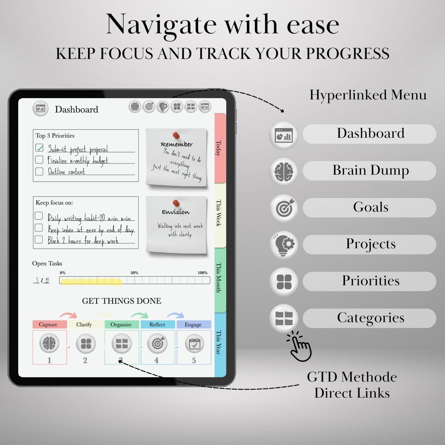 To Do Tracker GTD Planner for Ipad Goodnotes & Notability Task Tracker Template Productivity Planner Brain Dump Project Tracker To-Do List