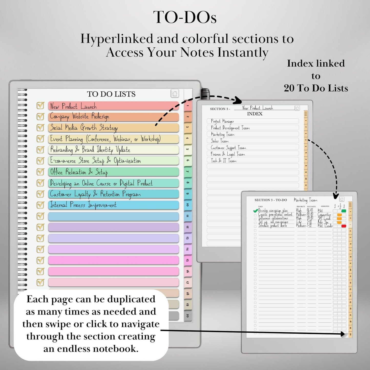 Productivity Bundle for reMarkable Paper Pro and reMarkable 2 Hyperlinked Planning Toolkit, GTD Task Tracker, Agile & PMI Project Templates