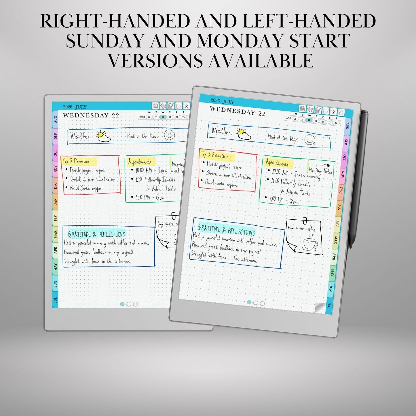 2025-2026 Daily Planner for reMarkable Paper pro, 2: Mid-Year Calendar August Start Student & Teacher Planner Template (Digital Download)