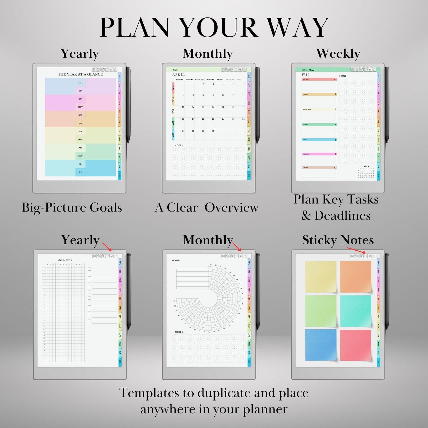 2025-2026 Daily Planner for reMarkable Paper pro, 2: Mid-Year Calendar August Start Student & Teacher Planner Template (Digital Download)