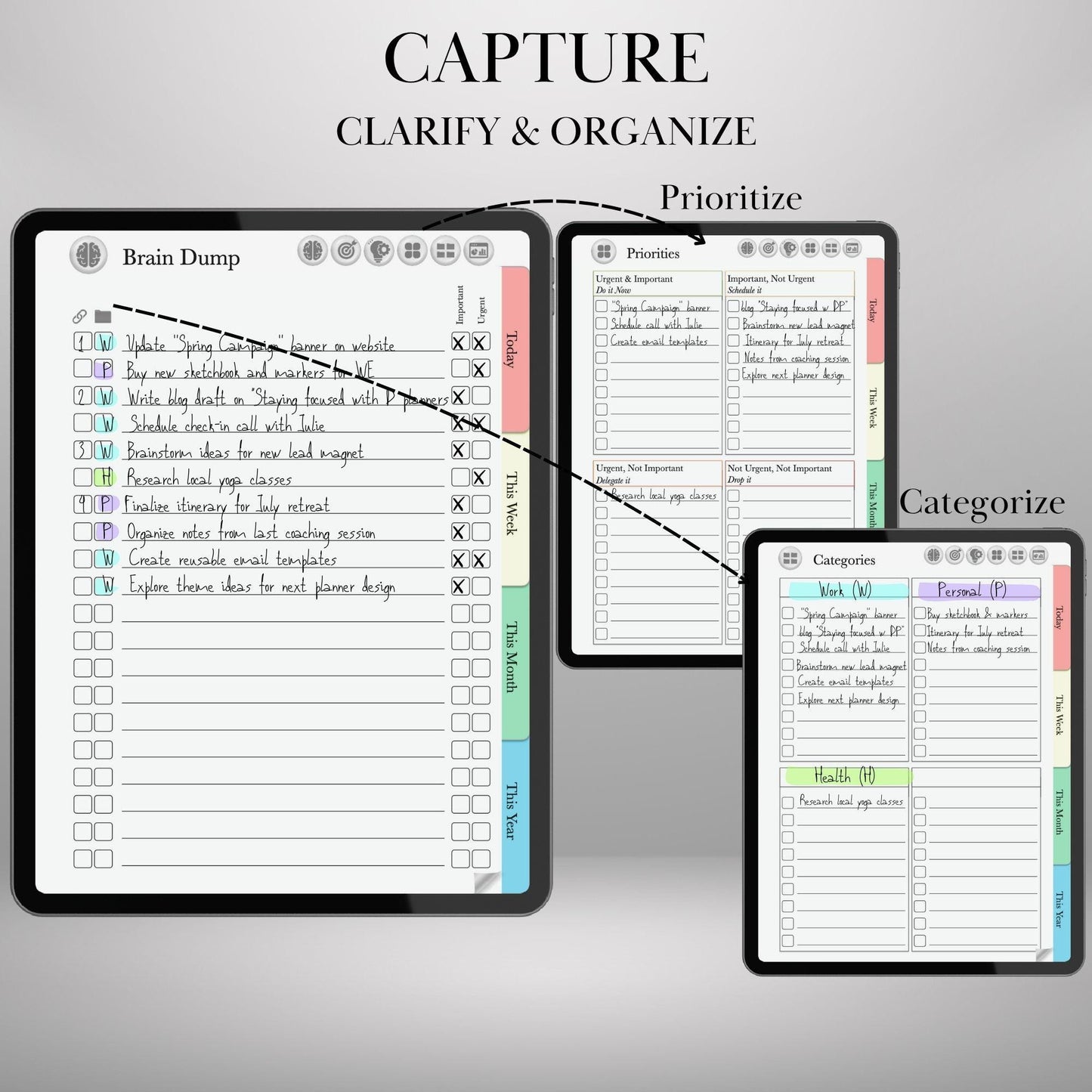 To Do Tracker GTD Planner for Ipad Goodnotes & Notability Task Tracker Template Productivity Planner Brain Dump Project Tracker To-Do List