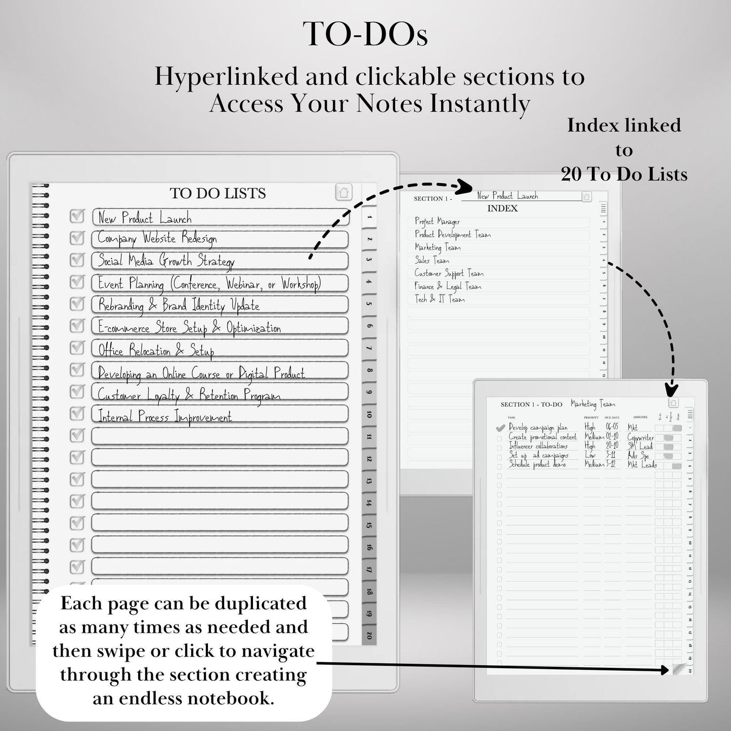 Supernote Productivity Bundle Templates: Hyperlinked Notebook, To-Do Tracker, Meeting Notes Templates for E-Ink tablets (Digital Download)