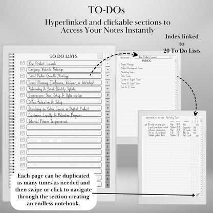 Supernote Productivity Bundle Templates: Hyperlinked Notebook, To-Do Tracker, Meeting Notes Templates for E-Ink tablets (Digital Download)