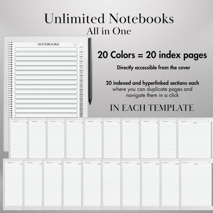 Supernote Productivity Bundle Templates: Hyperlinked Notebook, To-Do Tracker, Meeting Notes Templates for E-Ink tablets (Digital Download)