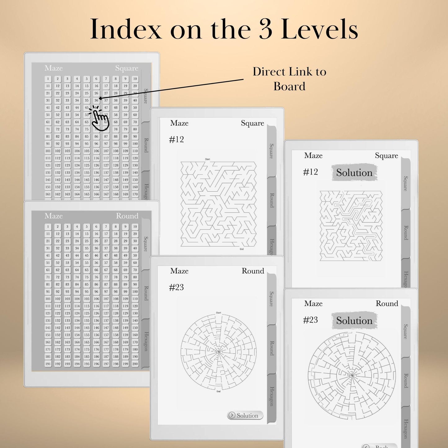 Supernote Maze Puzzle Book: 600 Brain Games, Hyperlinked PDF (Digital Download)