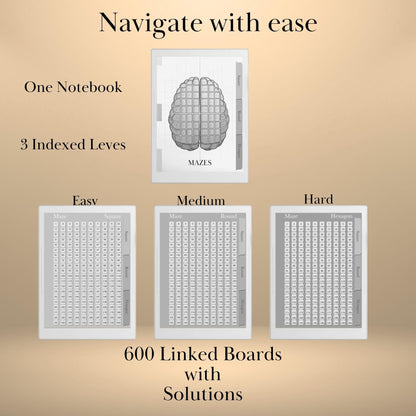 Supernote Maze Puzzle Book: 600 Brain Games, Hyperlinked PDF (Digital Download)