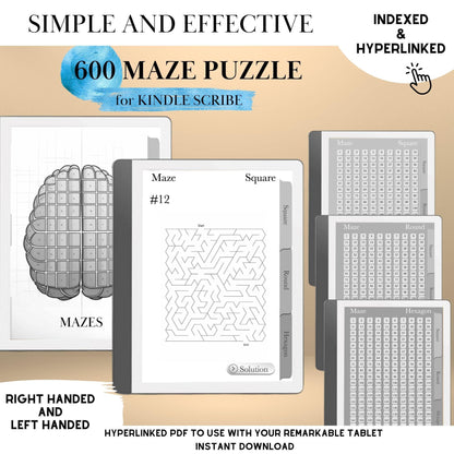 Kindle Scribe — Maze Puzzle Book, 600 brain games