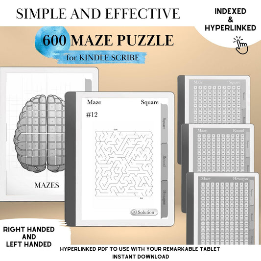 Kindle Scribe — Maze Puzzle Book, 600 brain games