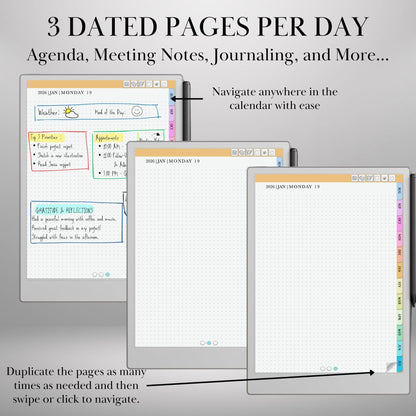 2025-2026 Daily Planner for reMarkable Paper pro, 2: Mid-Year Calendar August Start Student & Teacher Planner Template (Digital Download)