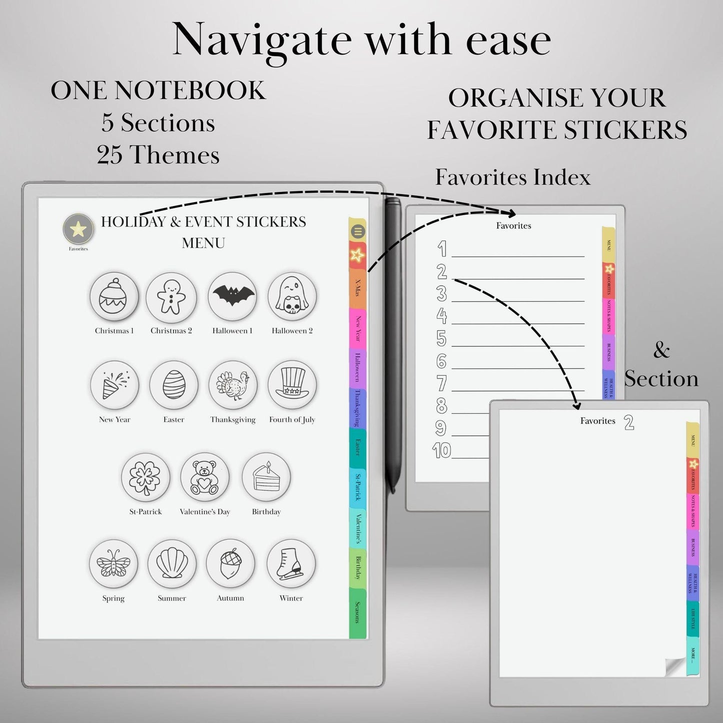 reMarkable Paper Pro & 2 — Holiday Sticker Pack, 400+ doodles