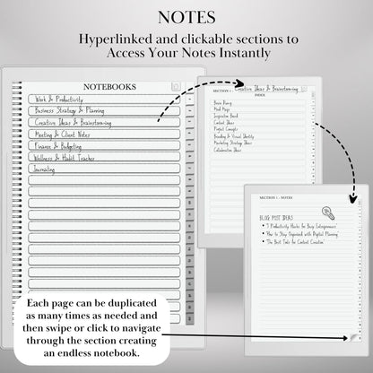 Supernote Productivity Bundle Templates: Hyperlinked Notebook, To-Do Tracker, Meeting Notes Templates for E-Ink tablets (Digital Download)