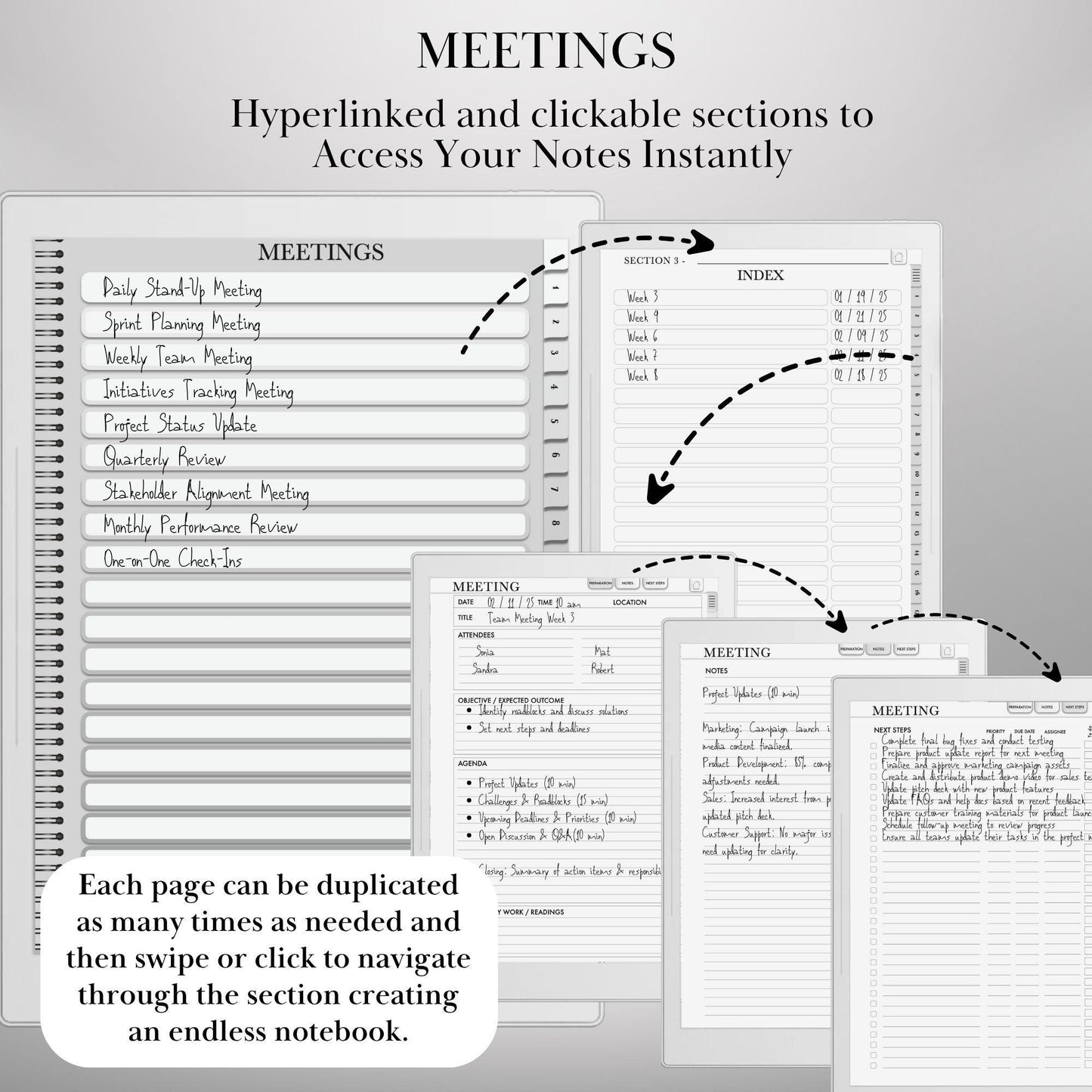 Supernote Productivity Bundle Templates: Hyperlinked Notebook, To-Do Tracker, Meeting Notes Templates for E-Ink tablets (Digital Download)
