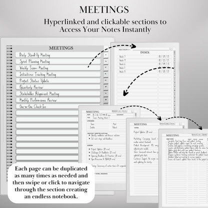 Supernote Productivity Bundle Templates: Hyperlinked Notebook, To-Do Tracker, Meeting Notes Templates for E-Ink tablets (Digital Download)