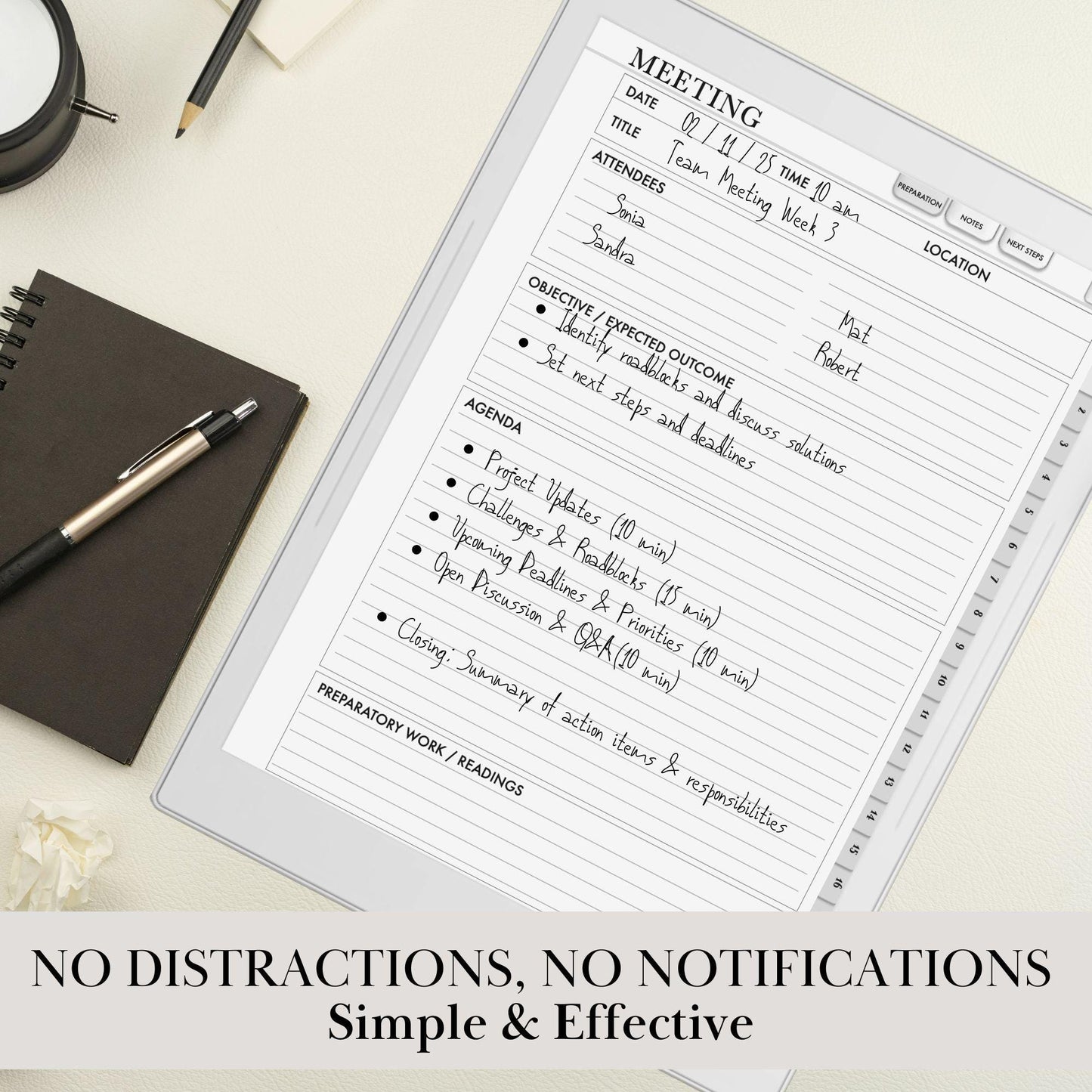 Supernote Productivity Bundle Templates: Hyperlinked Notebook, To-Do Tracker, Meeting Notes Templates for E-Ink tablets (Digital Download)