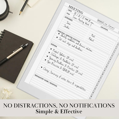 Supernote Productivity Bundle Templates: Hyperlinked Notebook, To-Do Tracker, Meeting Notes Templates for E-Ink tablets (Digital Download)
