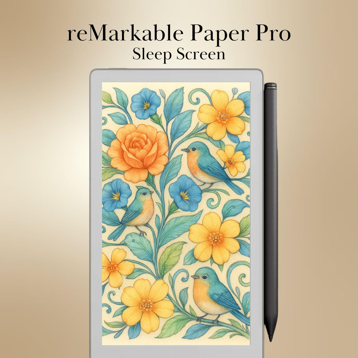 reMarkable Paper Pro Move — Floral Sleep Screens, bouquet theme